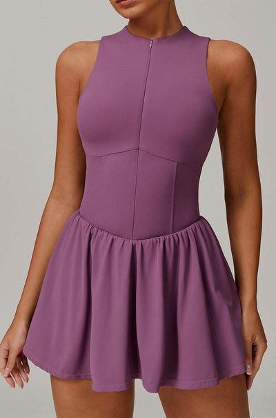 Zipper Tennis Dress with Short and Pocket