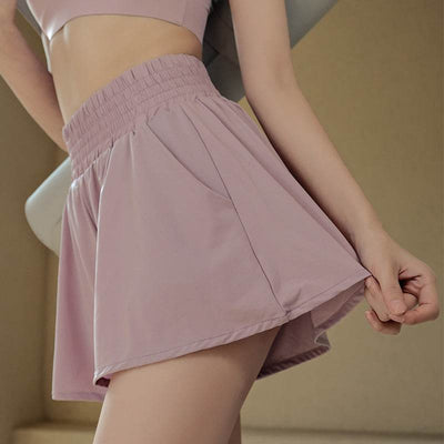 High Waisted Wide Leg Athletic Short with Pockets