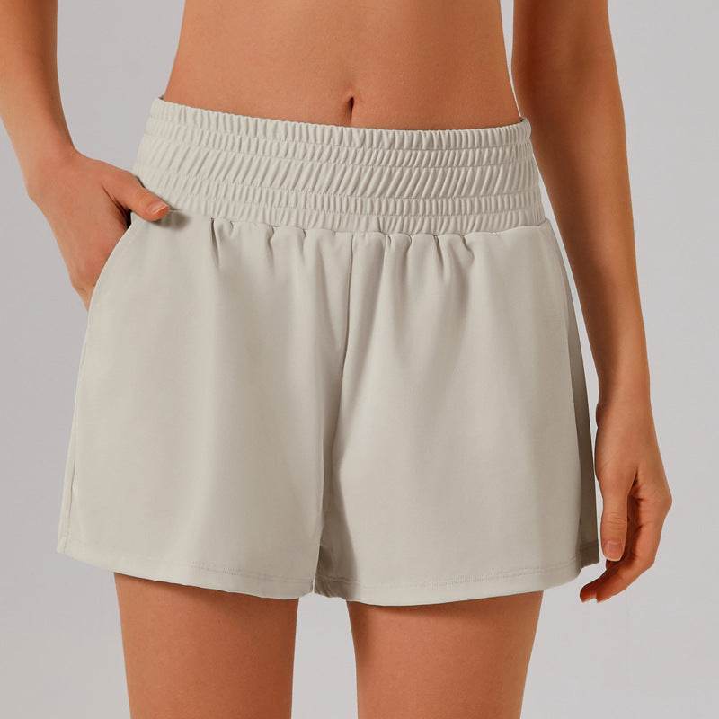 High Waisted Athletic Shorts with Pocket and Lined Short