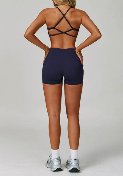 Activewear Set with Cross Back Sports Bra and Short