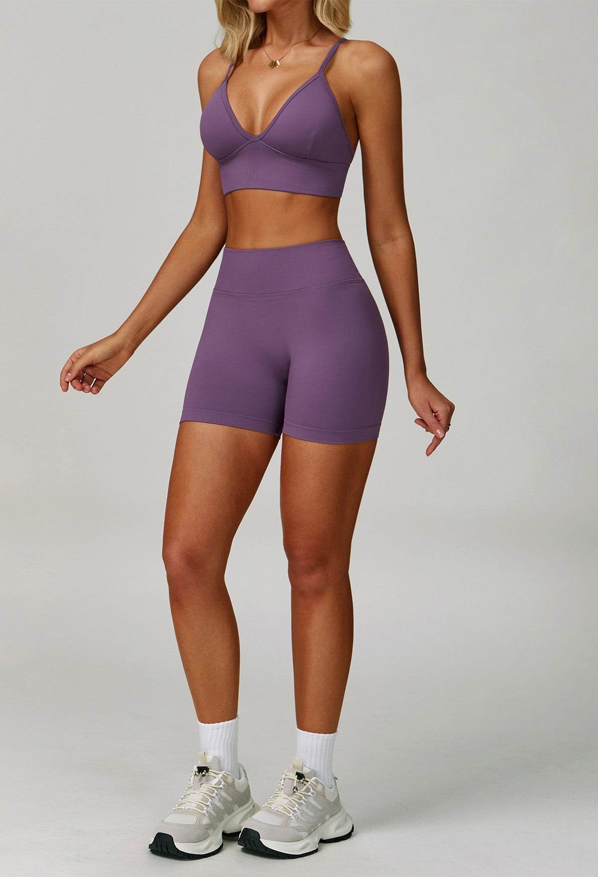 Activewear Set with V Neck Sports Bra and Short