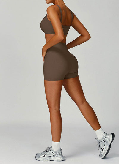 Ribbed Activewear Set with Sports Bra and Short
