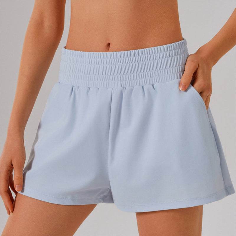 High Waisted Athletic Shorts with Pocket and Lined Short
