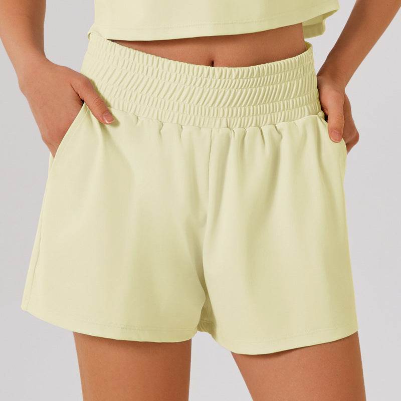 High Waisted Athletic Shorts with Pocket and Lined Short