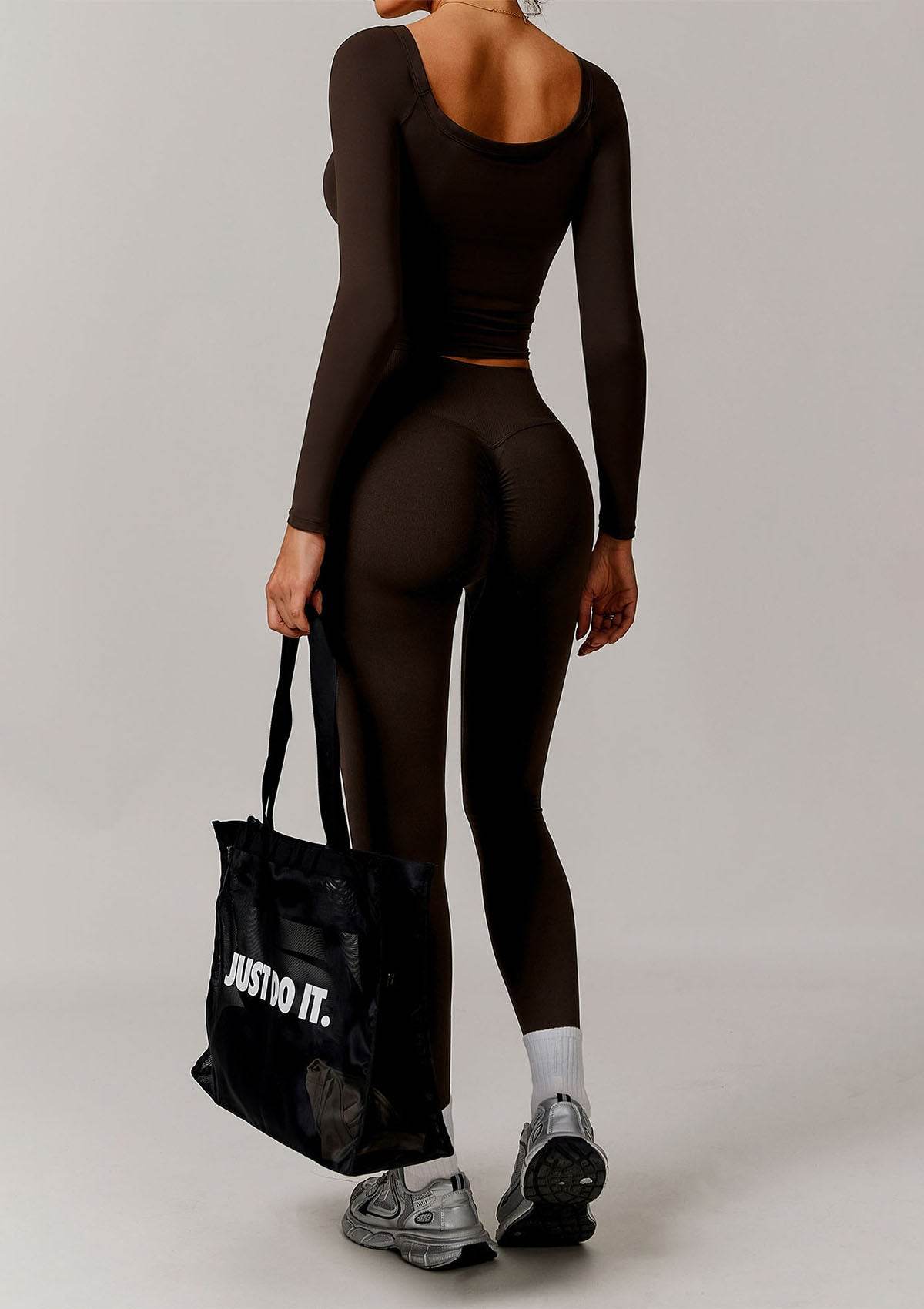 Athletic Wear Sets with Off Shoulder Basic T-Shirts and Leggings