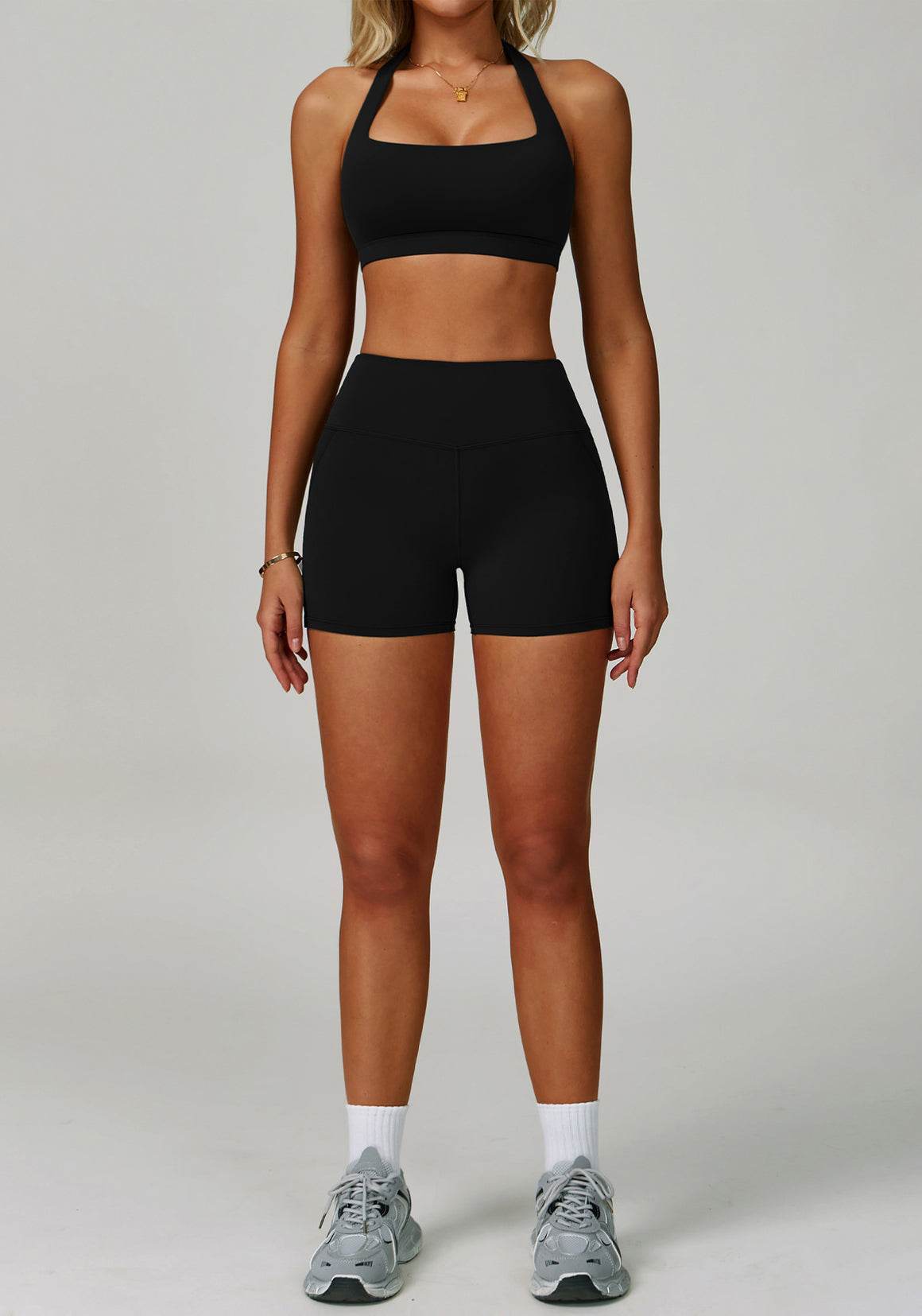 Activewear Set with Halter Sports Bra and Short