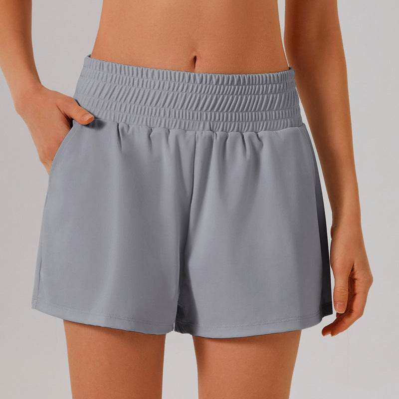 High Waisted Athletic Shorts with Pocket and Lined Short