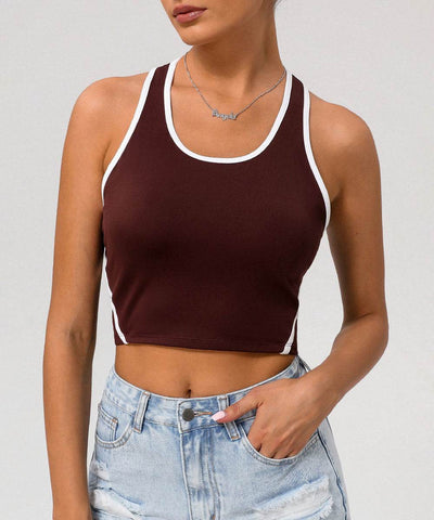 Workout Crop Tank Tops Racerback Bra with Chest Pads