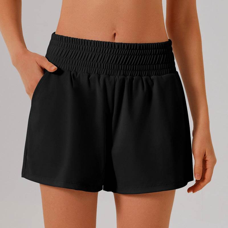 High Waisted Athletic Shorts with Pocket and Lined Short