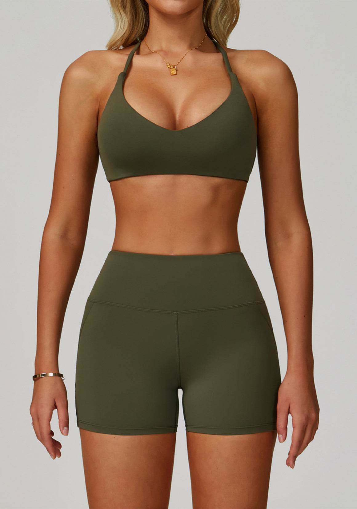Activewear Set with Cross Back Sports Bra and Short