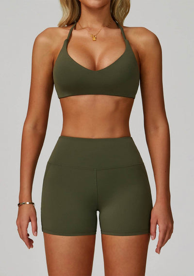 Activewear Set with Cross Back Sports Bra and Short