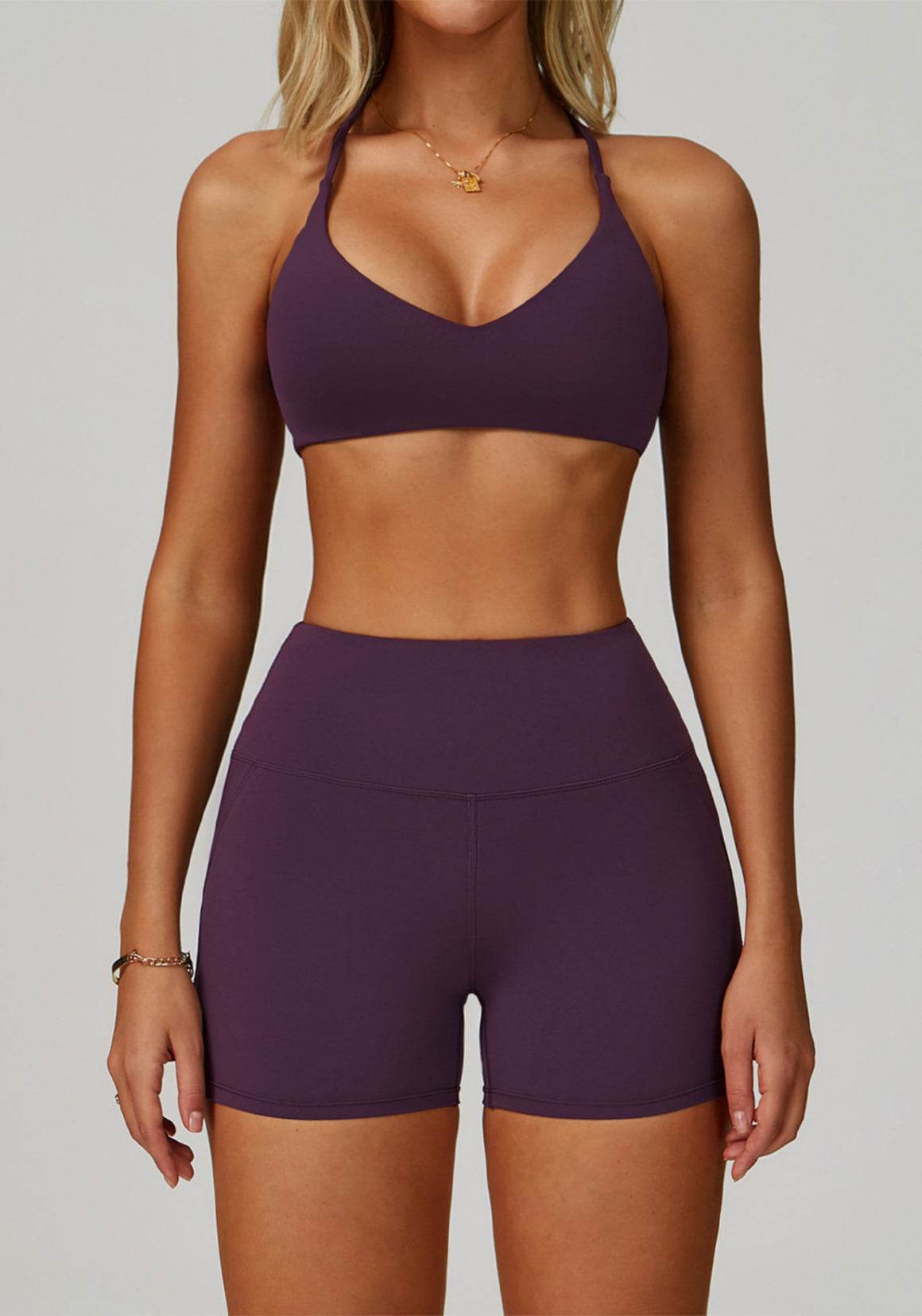 Activewear Set with Cross Back Sports Bra and Short