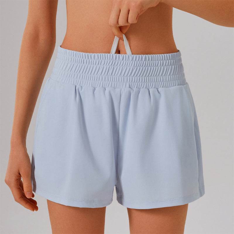 High Waisted Athletic Shorts with Pocket and Lined Short