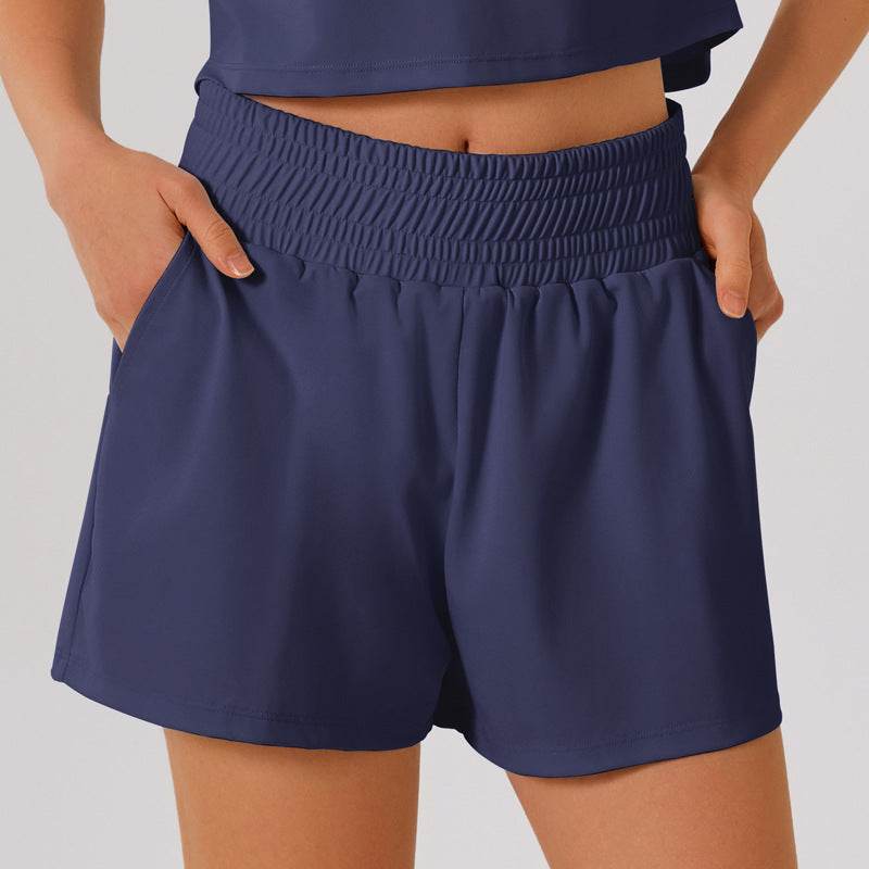High Waisted Athletic Shorts with Pocket and Lined Short