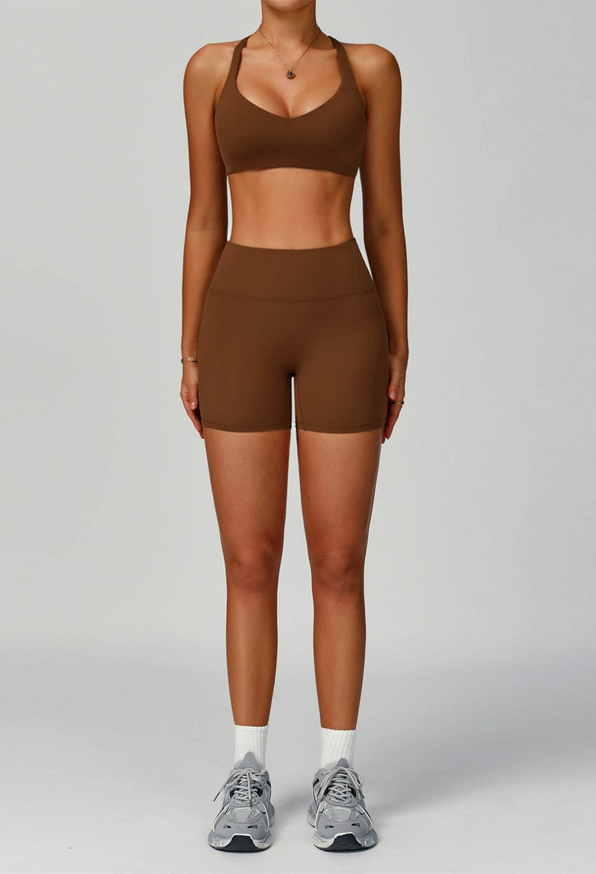 Activewear Set with X Shaped Back Sport Bra and Short