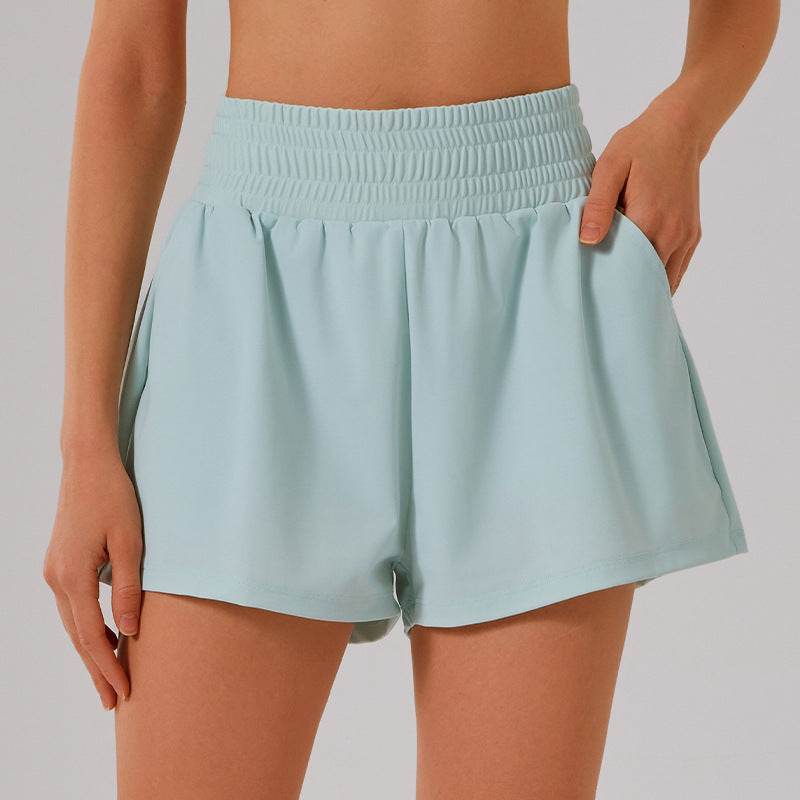 High Waisted Athletic Shorts with Pocket and Lined Short