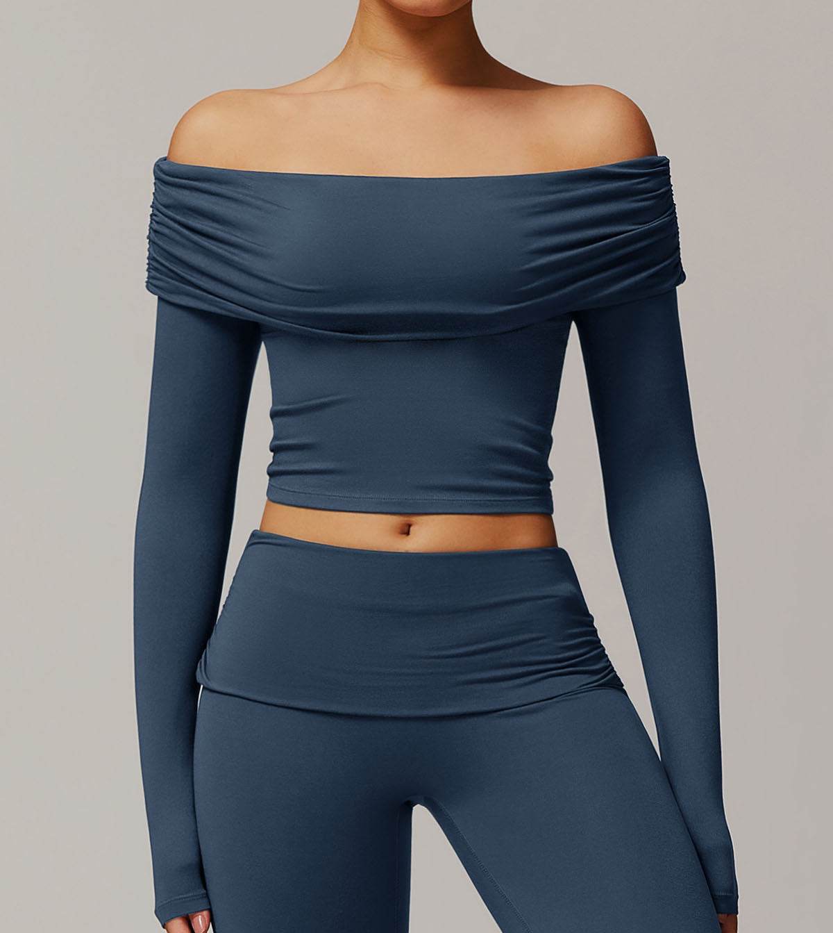 Long Sleeve Shirts Off Shoulder Sports Crop Tops