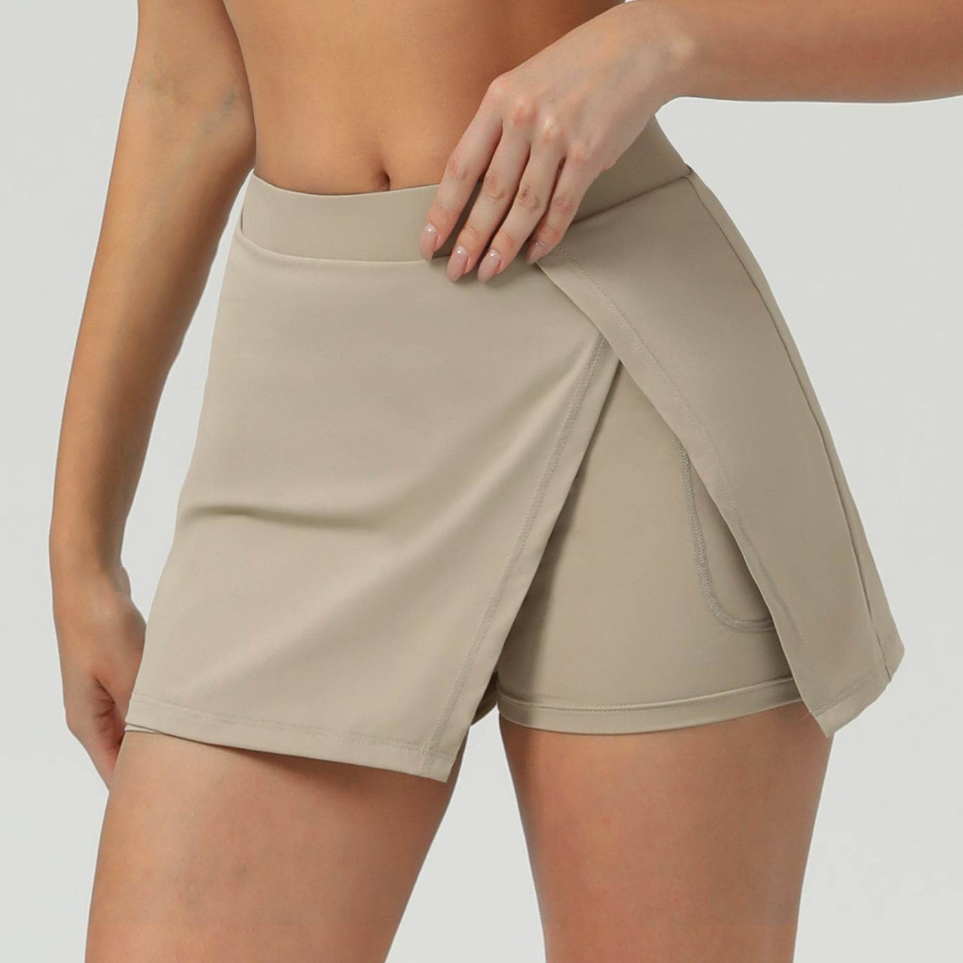 Side Slits Tennis Skirt with Shorts and  Pockets