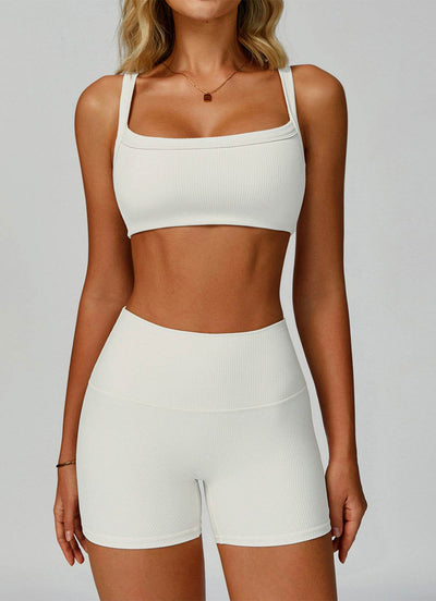 Ribbed Activewear Set with Sports Bra and Short