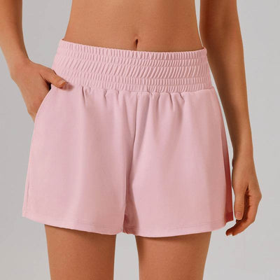 High Waisted Athletic Shorts with Pocket and Lined Short