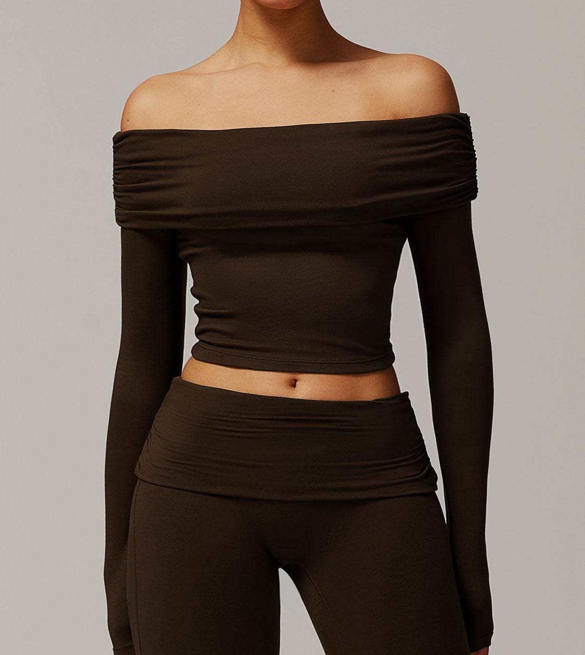 Long Sleeve Shirts Off Shoulder Sports Crop Tops